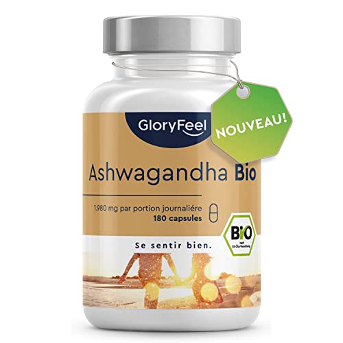Ashwagandha Bio Gélules, Fortement Dosé: 1980mg par Dose Journalière 660mg par Capsule, Également Appelée Ginseng Indien, Baie du Sommeil, 100% Végétalien Certifiée Sans Additifs Artificiels Cover