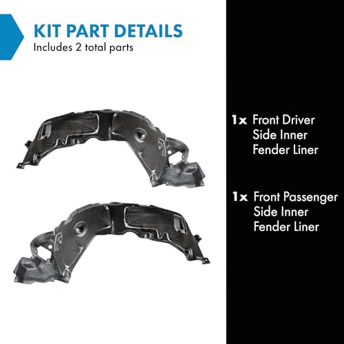 Image of TRQ Front Driver and Passenger Side Inner Fender Liner Set Compatible with 2006-2008 Lexus IS250 IS350