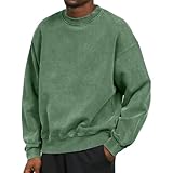 PANVER Sweatshirt Herren Regular Fit Casual Mode Einfarbig Pullover Jugend Persönlichkeit Trend Langärmeliges Sweatshirts G-Green 3XL