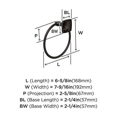 Amerock BH36092ORB | Oil Rubbed Bronze Towel Ring | 7-9/16 in (192 mm) Length Towel Holder | Stature | Hand Towel Holder for Bathroom Wall | Small Kitchen | Bath Accessories by Amerock - Image 4