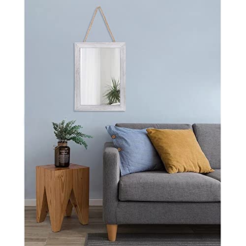 Aazzkang Mirrors For Wall Rustic Wood Framed Mirror Decorative Farmhouse Bedroom Bathroom Hanging Mirror Wall Decor Rectangle White #TOP6