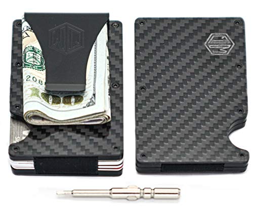Carbon Fiber Wallet Money Clip by WidelyQuality RFID Minimalist Slim CardHolder