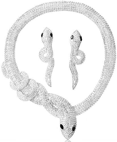 Set di gioielli per donna, collana punk a forma di serpente Collana con pendente gotico vintage con set di orecchini, per matrimonio, Halloween, abito da festa (Snake) Set di gioielli per donna, collana punk a forma di serpente Collana con pendente gotico vintage con set di orecchini, per matrimonio, Halloween, abito da festa (Snake)