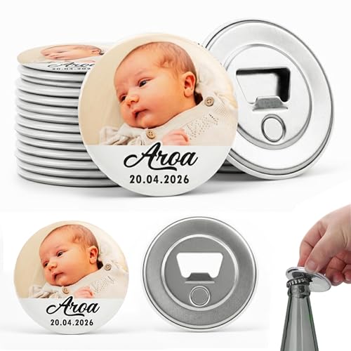 MISS CHAPAS | Pacote de 20 abridores magnéticos personalizados para batismo com foto e nome – detalhes convidados batismo bebé | lembrança original e útil | Apresentação individual pronta para