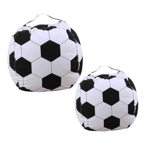 Sosoport 2pcs Soccer Ball Bean Bag Toy Storage Bag Kids' Room Decorations Large Capacity Plush Toys Beanbag Organizer Soft Comfortable
