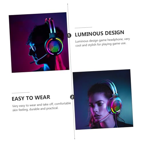 Casque de jeu Housoutil éclairage LED noir avec oreillettes confortables - 3