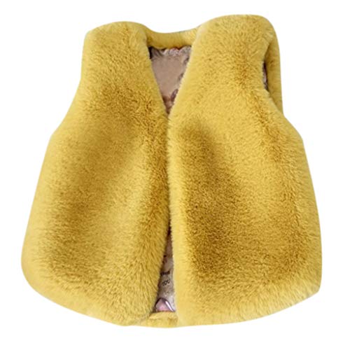 Kiorc Toddler Girl Fleece Vest Coat Girls Faux Fur Vest Winter Warm Coat Jacket Cute Thick Clothes 2-3 Years Yellow
