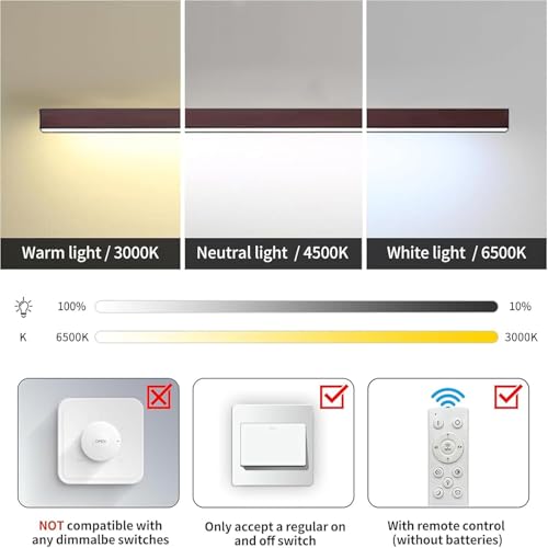 Plafonnier LED bois rectangle 100cm noyer avec télécommande pour salon - 5