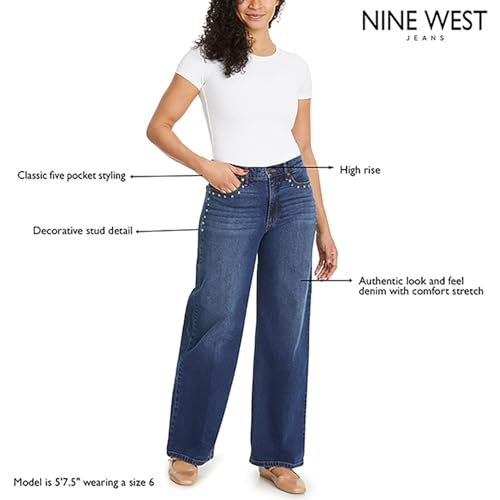 Nine West Wide Leg Pants Woman, High-Rise Stretchy Jeans for Women, Mom Jeans, Work Pants Available in Plus Size4