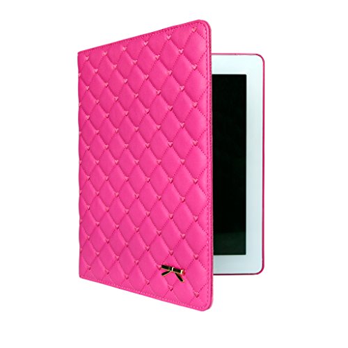 IDEGG®Cute Love Embroidery PU Leather Flip Smart Stand Case Cover with Auto Wake/Sleep for Apple iPad 2/3/4 case (Rose with Love Embroidery, Ipad 2/3/4)