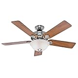 Hunter Fan Company 53249 Hunter Pro Best Indoor Ceiling Fan with Pull Chain Control, 52, Brushed Nickel/Chestnut Rosewood