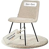 Emilio Largo 1010 2er-Set Bouclé Esszimmerstühle – Moderne Design-Stühle in Vanille