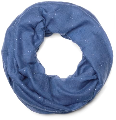 styleBREAKER Damen Loop Schal mit Glitzer-Effekt | Einfarbiger Schlauchschal aus weicher Viskose | Leicht & Elegant | 87 x 93 cm, Farbe:Royalblau