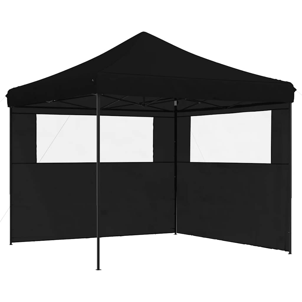 Namiot Pop-up 292 x 292 x 315 cm, czarny, 2 ściany | Stalowy stelaż malowany proszkowo, tkanina Oxford z powłoką PCW, 4 liny i 8 śledzi, w zestawie