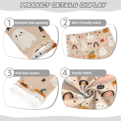 Girls Leggings Halloween Ghost Pumpkin Kids Length Leggings Pants Toddler Athletic Soft Khaki Tights Trousers 4T3