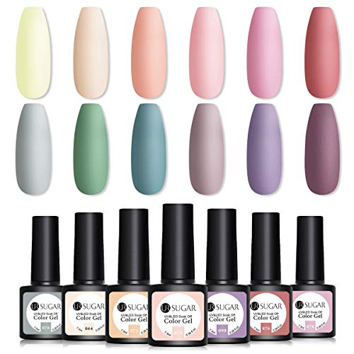 UR SUGAR 7,5ml Vernis Ssemi Permanent Kit Gel UV Couleur Brillant Bonbons Morandi Ongle Vernis Couleur Classique pour La Saison Chaude Kit 12 Bouteilles