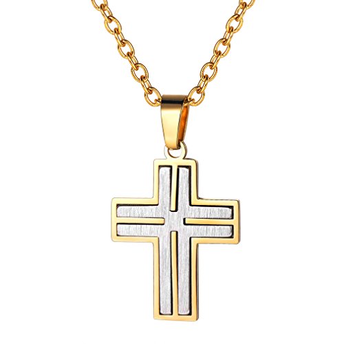 Preisvergleich Produktbild FaithHeart Anhänger Edelstahl Halskette Kreuz Anhänger Kruzifix-Kette Basic Religion Einzigartig Silber