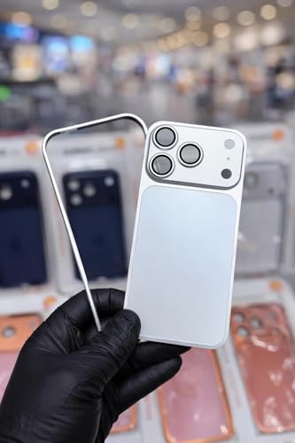 Image of Hard Metal Converter KIT for i Phone 13 /14 /15 /16 Pro Series into 17 Pro Max Look, Metal Backsheet + Frame, Shockproof (Silver, i Phone 16 Plus to 17 Pro Max)