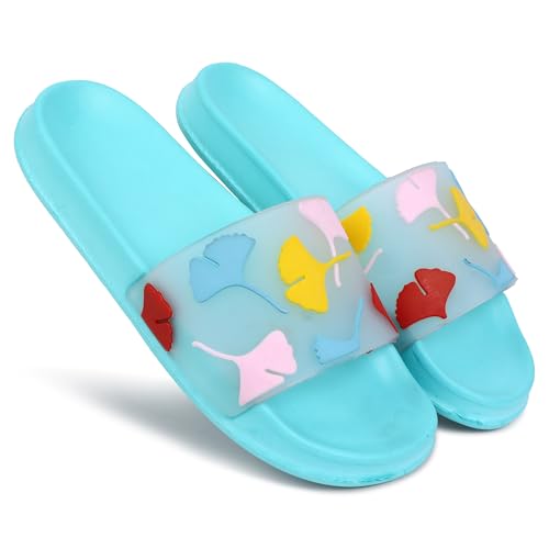 Image of Pampy Angel Transparent Leafs Women's Flip Flops Slides Back Open Household Comfortable Slippers