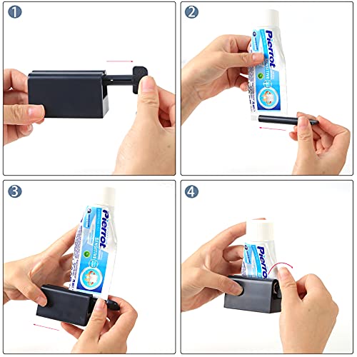 Loveinusa Rolling Toothpaste Squeezer, 2Pcs Toothpaste Tube Squeezers Roller Toothpaste Seat Holder Stand Rotate Dispenser For Bathroom (White And Dark Blue) #TOP4
