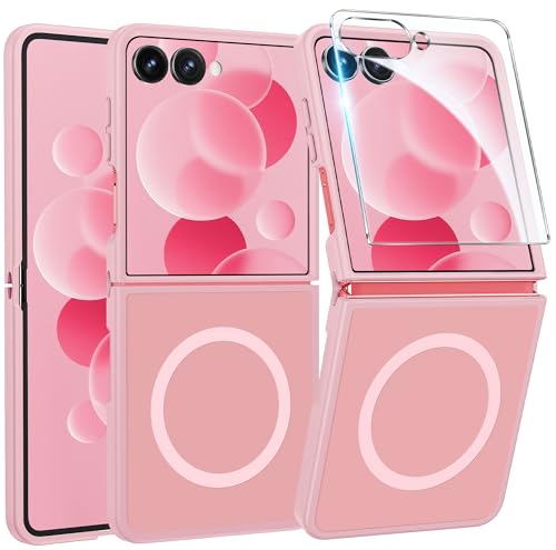 FNTCASE for Samsung-Galaxy Z-Flip-7 Magnetic Case:Translucent Matte Textured Military Grade Drop Protection Phone Cover - Durable Rugged Shockproof Protective Bumper Cases