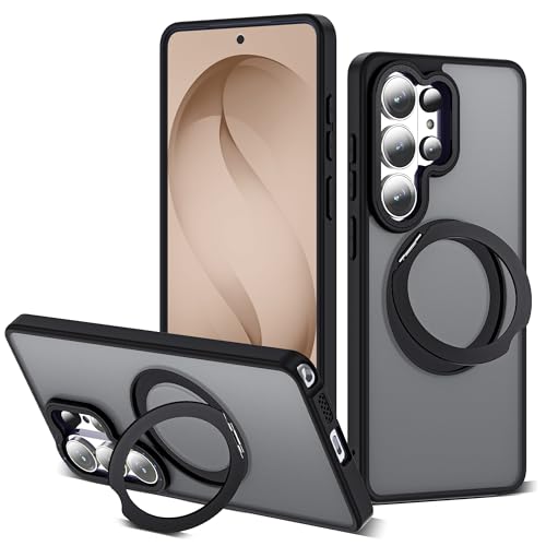 Image of for Samsung Galaxy S26 Ultra Case with 360Rotatable Magnetic Ring Stand Compatible with Mag-Safe Military Protection Matte Translucent Phone Case for Galaxy S26 Ultra 6.9 inch,Black