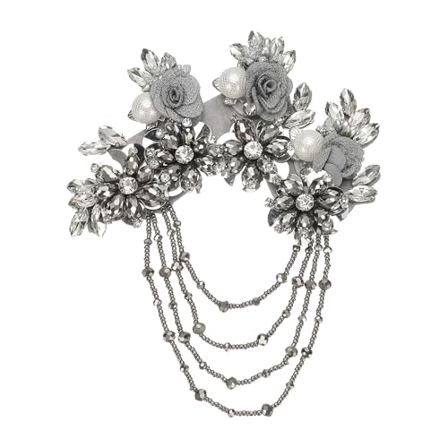 Appliques fleurs en strass gris argenté 3D PATIKIL pour couture