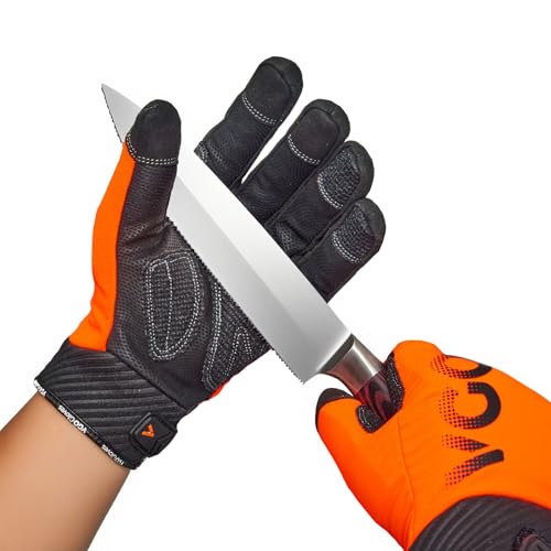 Vgo... Guanti Lavoro Antitaglio Touchscreen Multifunzione, Guanti Meccanico Palmo in Pelle per Legnameria Magazzino Giardinaggio Edilizia Camionista, 1 paio