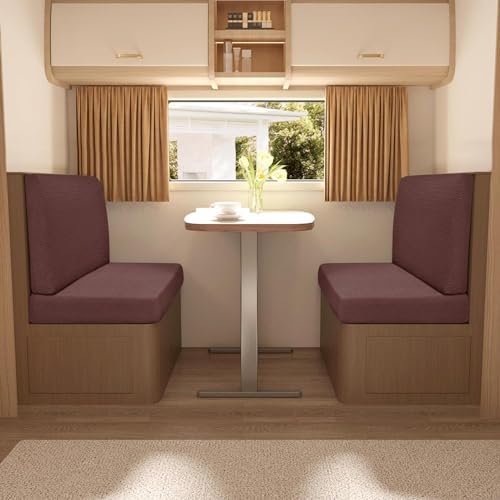 Stretchable RV Dinette Cushion Covers, Anti-Slip Sofa Bed Slipcover with Straps, Beige RV Couch and Seat Covers for Loveseat and Camper Furniture