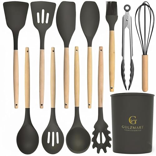 GulzMart Silicone Cooking Utensils Set, 12-Piece Heat-Resistant Silicone Kitchen Utensil
