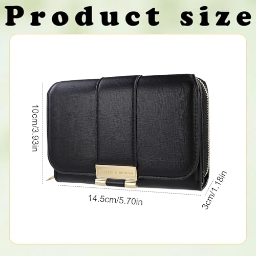 Andiker Women’s Wallets, Large Capacity Trifold Wallet with Zipper Coin Pocket Card Holder for Women Travel Daily Use (Black)2