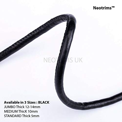 Faux Leather Pu Cord Trim, Thick Padded Soft Jewelry String,Strong. Jumbo 12-14Mm, 10Mm & 5Mm, Black & Off White. Crafts, Apparel, Thonging, Neotrims. Also Wholesale 25 & 50 Meters Spools #TOP3