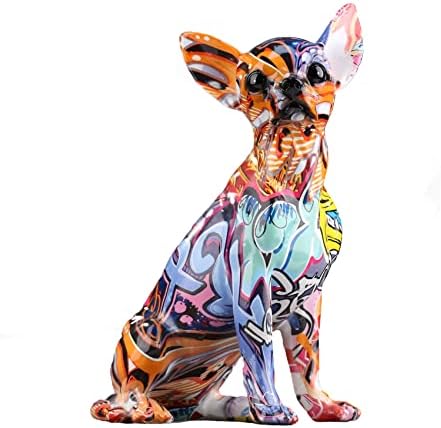 Creative Chihuahua Statue,Indoor Decor Splash Color Chihuahua Multicolor Dog Statue , Home Decor Chihuahua Splatter Colorful Dog Art Figurine-Suitable for Filling The Space and Adding Interior Color