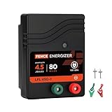 Electric Fence Charger AC Powered 80 Miles 250 Acres, 110 Volt 4.5 Joule Plug-in Electric Fence Energizer, Output Voltage Max 10 kV for Livestock, Preventing Predators from Intruding