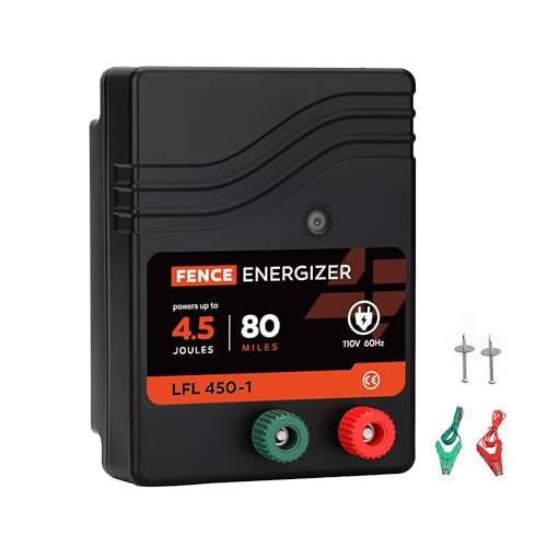 Electric Fence Charger 80 Miles 4.5 Joule AC Powered