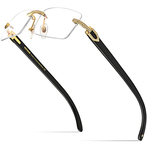 Image of HEPIDEM 100% Really Buffalo Horn Handmade Sun Glasses Square Rimless Luxury BUffs Sunglasses 0816