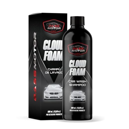 BassMotor Champú para Lavado Fácil Carroceria Cristales Coche Ph Neutro Espuma con Cera Acabado Brillo Exterior Limpia y Desengrasa a Mano - Cloud Foam 500 ml