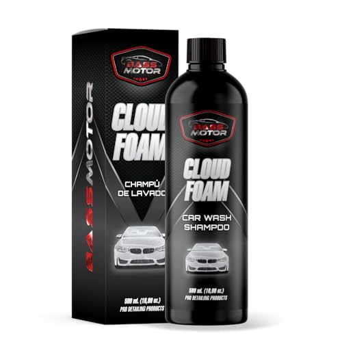 BassMotor Champú para Lavado Fácil Carroceria Cristales Coche Ph Neutro Espuma con Cera Acabado Brillo Exterior Limpia y Desengrasa a Mano - Cloud Foam 500 ml