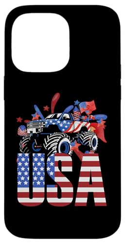 Monster Truck Kleinkind Jungen USA Amerikanische Flagge 4. Juli Hülle für iPhone 14 Pro Max
