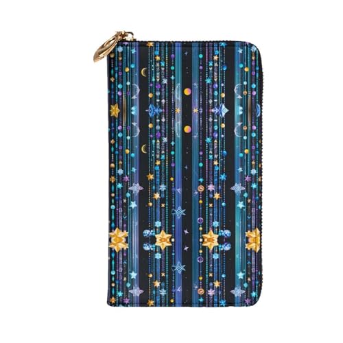 Women's Long Cash Wallet, PU Leather Elegant Clutch Change Purses with Zipper, Travel, Gifts (Celestial Cascade Print)2