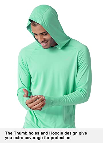 Willit Men's Upf 50+ Sun Protection Hoodie Shirt Long Sleeve Rash Guard Fishing Spf Outdoor Uv Shirt Lightweight Light Green Xl #TOP1