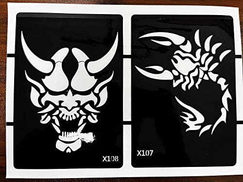 Kotbs 5 Sheets Henna Tattoo Stencil Kit Animals Pattern, 10Pcs Large Tiger Dragon Wolf Eagle Scorpion Temporary Glitter Airbrush Tattoo Stencils Tattoo Stickers For Body Arm Leg Paint Body Art #TOP4