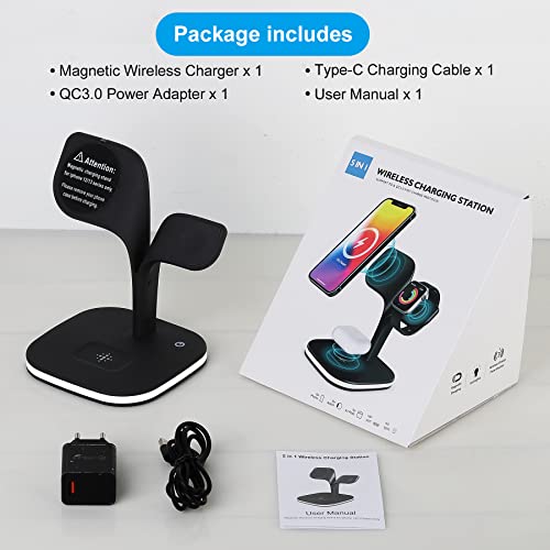 Magnetic Wireless Charger, 3 In 1 Wireless Charging Station With Led Lamp For Iphone 12 13 Pro Max/Pro/Mini, Redluckstar 15W Fast Mag-Safe Charger Stand For Iwatch Se/7/6/5/4/3/2, Airpods 3/2/Pro #TOP7