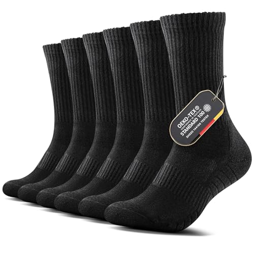 FALARY Sportsocken Damen 39-42 Schwarz Wandersocken Herren 43-46 Warm...
