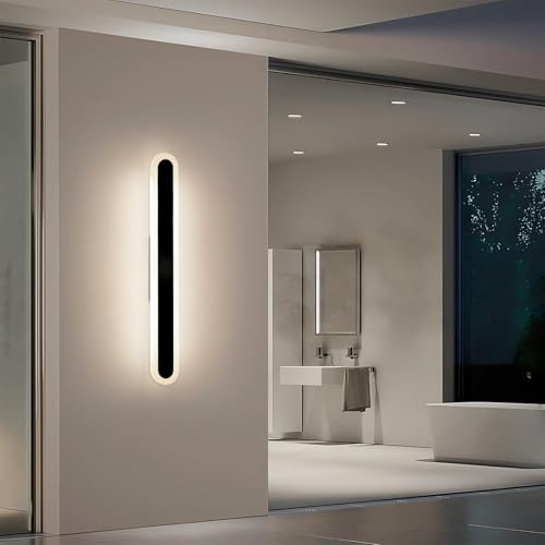 Applique murale extérieure LED IP65 noire 120cm lumière neutre pour façade et villa