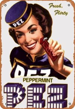 Cartel de metal vintage de hojalata vintage Pez AD Cool Old School divertido póster para interiores y exteriores, patio, hombre, cueva, garaje,