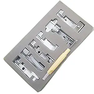 YICBOR 6pcs Overlock Serger Presser Foot Set for Singer 14CG754 14SH654 14SH754 14hd854 juki 644D?04D with Gift Brush Ripper