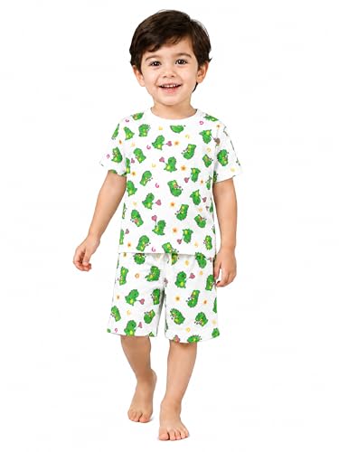 Image of Kidbea Kids Cotton Clothing Set | Ultra-Soft Printed Half Sleeve T-shirt & Shorts Set Comfort Fit Casual Wear for Boys & Girls