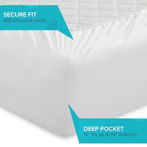 Comfort Spaces 100% Cotton Sheet Set Breathable, Lightweight, Soft with 12" Elastic Pocket Fits up to 14" Mattress, All Season Cozy Bedding, Matching Pillow Case, Twin White 3 Piece