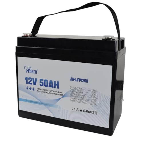 Anern 12V 50Ah LiFePO4 Lithium Battery